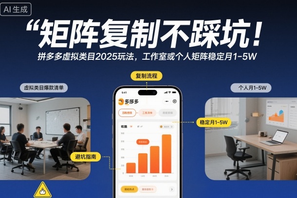 矩阵复制不踩坑!拼多多虚拟类目2025玩法,工作室或者个人矩阵稳定月1-5W【揭秘】-想要创业网