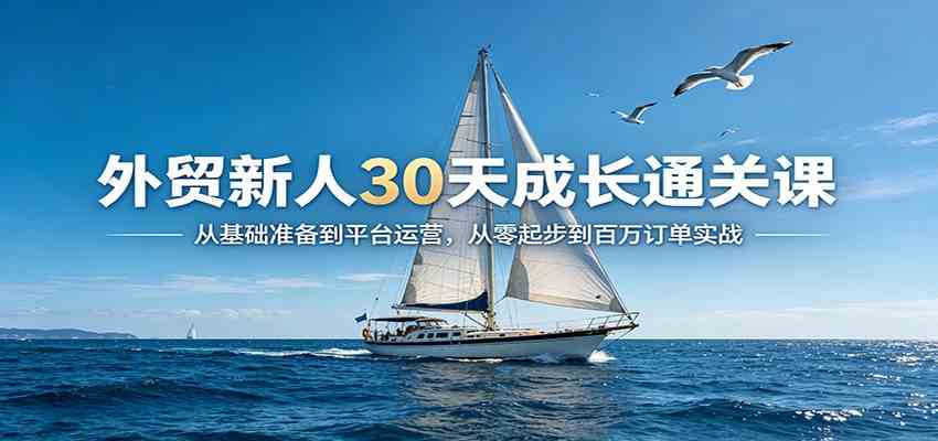 外贸新人30天成长通关课：从基础准备到平台运营，从零起步到百万订单实战-想要创业