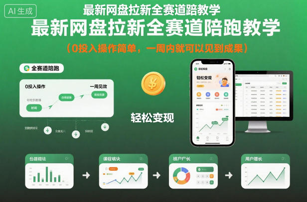 最新网盘拉新全赛道陪跑教学，0投入操作简单，一周内就可以见到成果-想要创业网