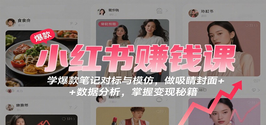 小红书赚钱课：学爆款笔记对标与模仿，做吸睛封面 + 数据分析，掌握变现秘籍-想要创业网