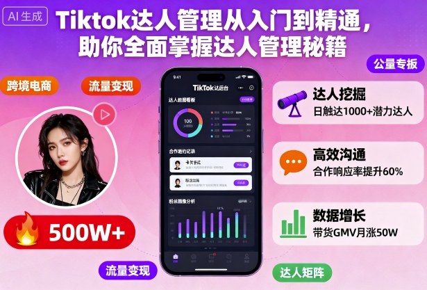 Tiktok达人管理从入门到精通,助你全面掌握达人管理秘籍-想要创业网