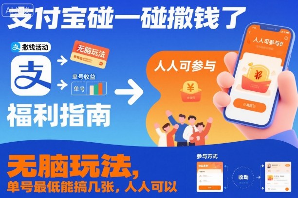 支付宝碰一碰撒钱了,无脑玩法,单号最低能搞几张,人人可以撸【揭秘】-想要创业网