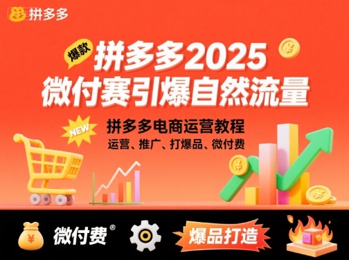 拼多多2025微付费引爆自然流量，拼多多电商运营教程，运营、推广、打爆品、微付费(更新)-想要创业网