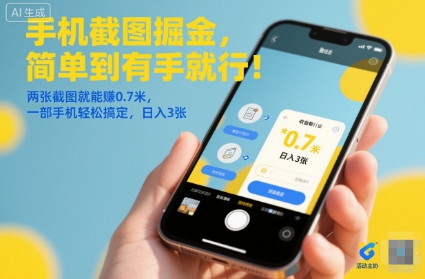 手机截图掘金，简单到有手就行！两张截图就能賺0.7米，一部手机轻松搞定，日入3张【揭秘】-想要创业网