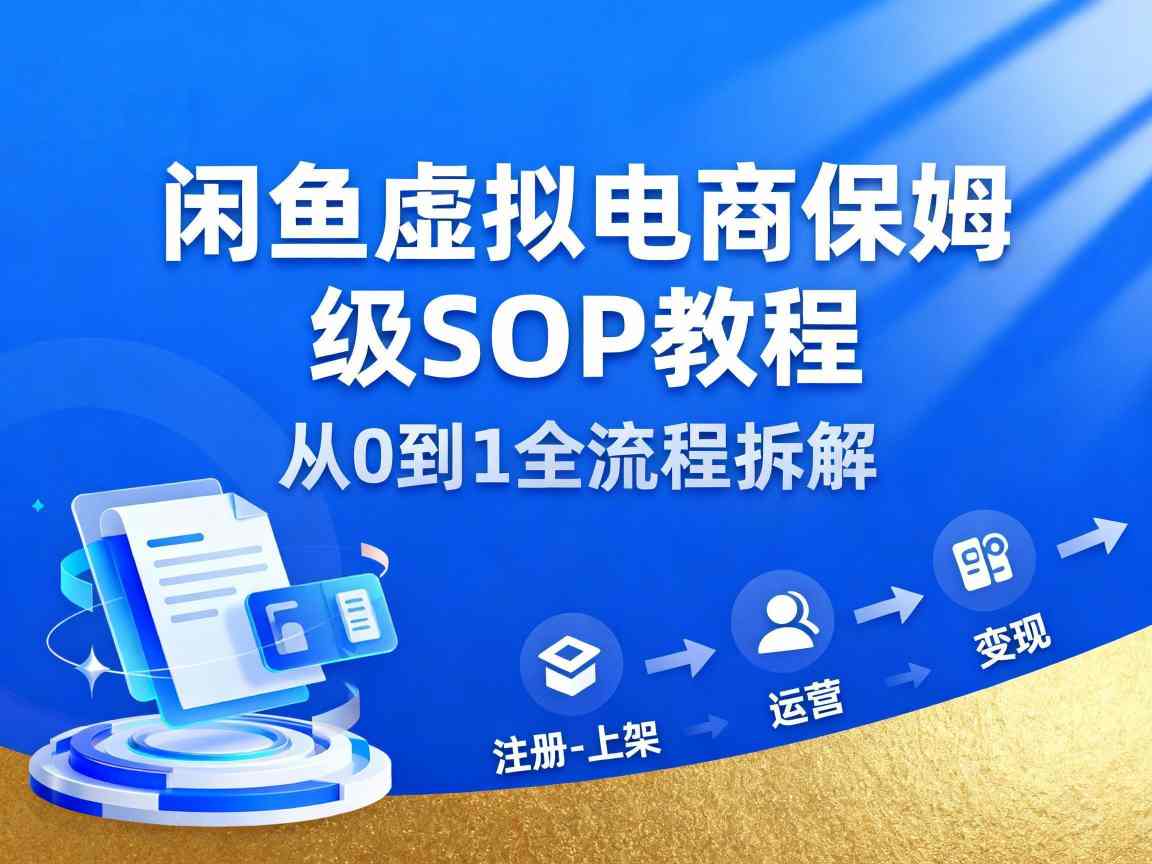闲鱼虚拟电商,月入轻松过1W,保姆级SOP教程-想要创业网