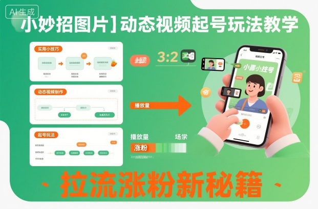 小妙招图片+动态视频起号玩法教学,拉流涨粉新秘籍-想要创业网