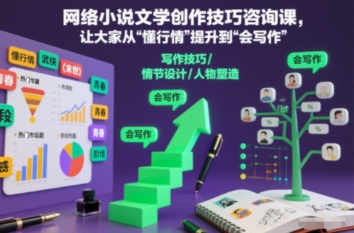 网络小说文学创作技巧咨询课,让大家从“懂行情”提升到”会写作”的高度-想要创业网
