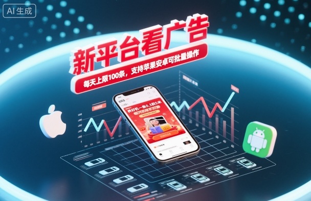 新平台看广告,养好机一条0.3到5米,每天上限100条,支持苹果安卓可批量操作-想要创业网