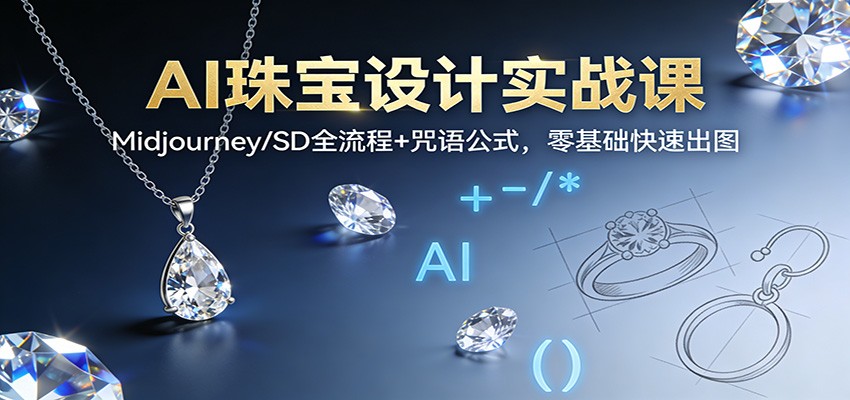 AI珠宝设计实战课：Midjourney/SD全流程+咒语公式，零基础快速出图-想要创业网
