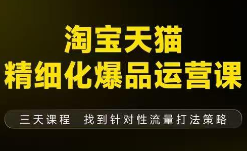猫课子幽·淘宝天猫精细化爆品运营【音频+字幕+文档】(9月12-14杭州线下课)-想要创业网