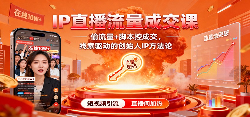 IP直播流量成交课:偷流量+脚本控成交,线索驱动的创始人IP方法论-想要创业网