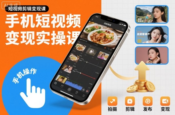 手机短视频变现实操课，短视频剪辑变现课-想要创业网
