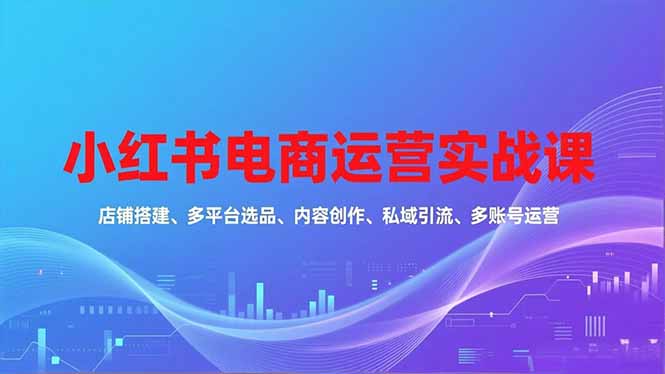 小红书电商运营实战课，店铺搭建、多平台选品、内容创作、私域引流、多账号运营等玩法-想要创业网