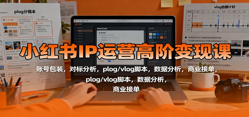 小红书IP运营高阶变现课:账号包装,对标分析,plog/vlog脚本,数据分析,商业接单-想要创业网