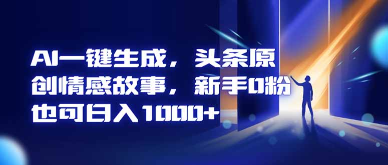 AI一键生成，头条原创情感故事，新手0粉也可日入1000+-想要创业网