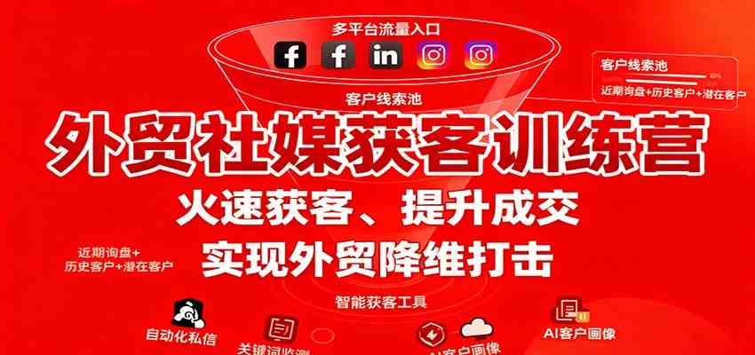 外贸社媒获客训练营,火速获客、提升成交,实现外贸降维打击-想要创业网