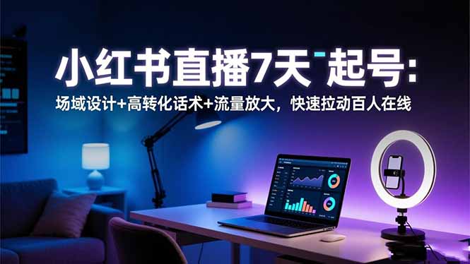 小红书直播7天起号：场域设计+高转化话术+流量放大，快速拉动百人在线-想要创业网