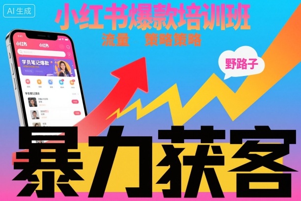 小红书爆款培训班,小红书获客野路子流量打法,暴力持续获客-想要创业网
