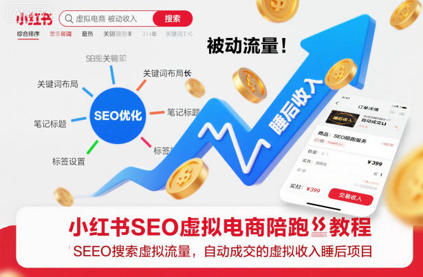 小红书SEO虚拟电商陪跑教程，实现seo搜索被动流量，自动成交的被动收入睡后项目-想要创业网