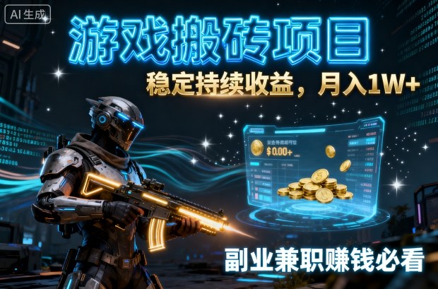 游戏搬砖项目，稳定持续收益，月入1W+，副业兼职賺钱必看【揭秘】-想要创业网