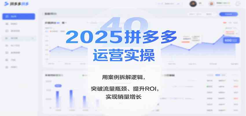 2025拼多多运营实操，用案例拆解逻辑，突破流量瓶颈、提升ROI，实现销量增长-想要创业网