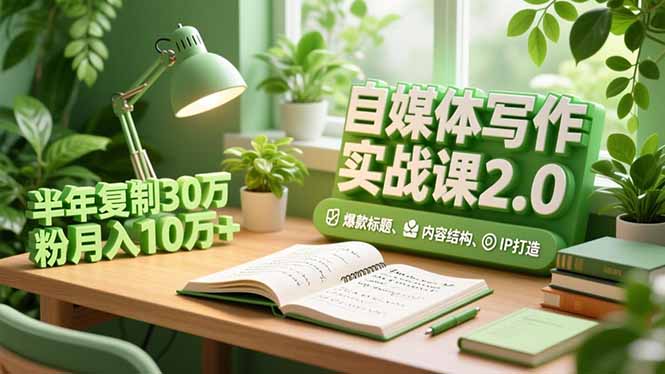 自媒体写作实战课2.0，爆款标题、内容结构、IP打造，半年复制30万粉月入10万+-想要创业网