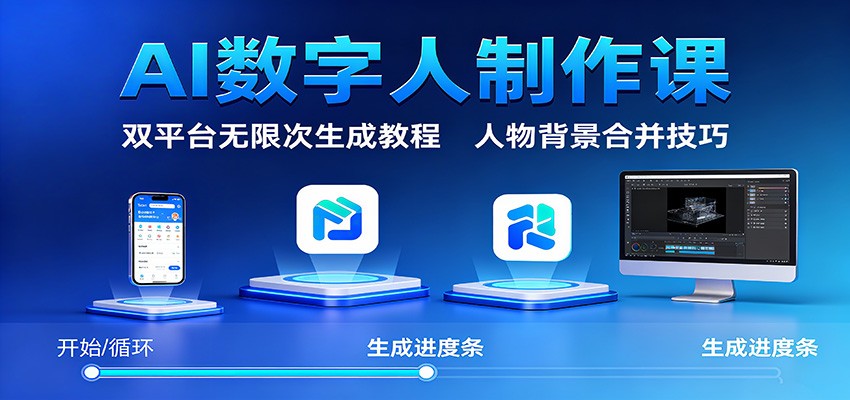 AI数字人制作课:双平台无限次生成教程,人物背景合并技巧-想要创业网