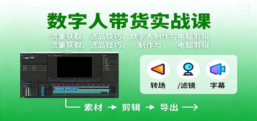 数字人变现实战课:流量获取、选品技巧、数字人制作与电脑剪辑-想要创业网
