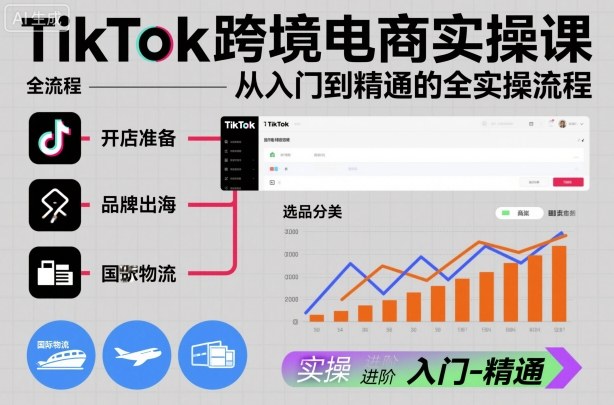 TikTok跨境电商实操课，从入门到精通的全实操流程-想要创业网