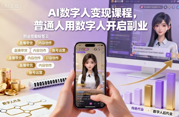 AI数字人变现课程,普通人用数字人开启副业-想要创业网