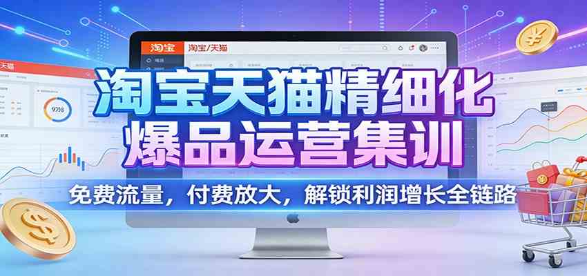 淘宝天猫精细化爆品运营集训：免费流量，付费放大，解锁利润增长全链路-想要创业网