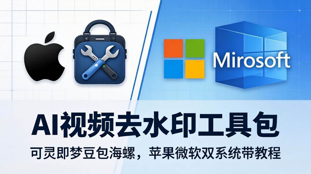 （18073期）AI视频去水印工具包：可灵即梦豆包海螺，苹果微软双系统带教程-想要创业