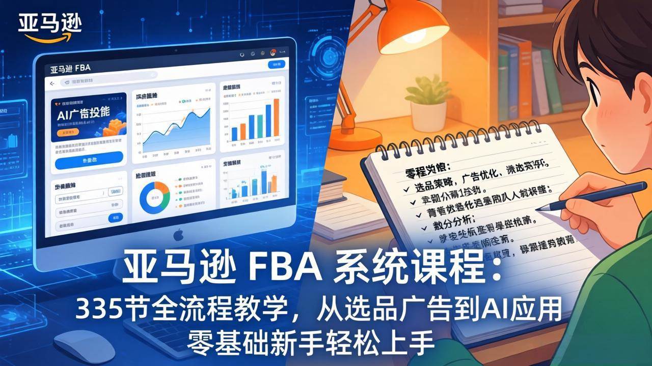 (17744期)亚马逊 FBA 系统课程(更新26年3月)335节全流程教学,从选品广告到AI应用,零基础新手轻松上手 (17744期)亚马逊 FBA 系统课程(更新26年3月)335节全流程教学,从选品广告到AI应用,零基础新手轻松上手