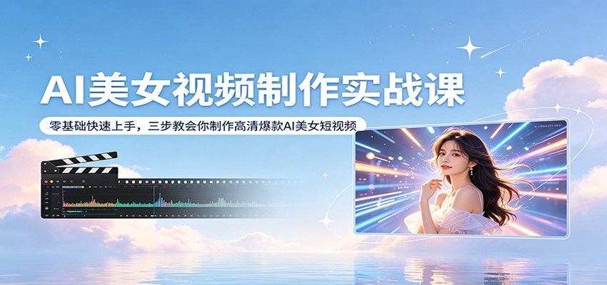 AI美女视频制作实战课：零基础快速上手，三步教会你制作高清爆款AI美女短视频-想要创业