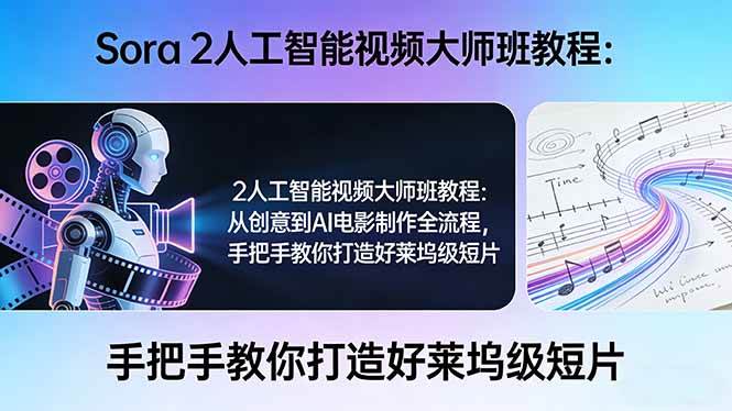 （17688期）Sora 2人工智能视频大师班教程：从创意到AI电影制作全流程，手把手教你打造好莱坞级短片-想要创业