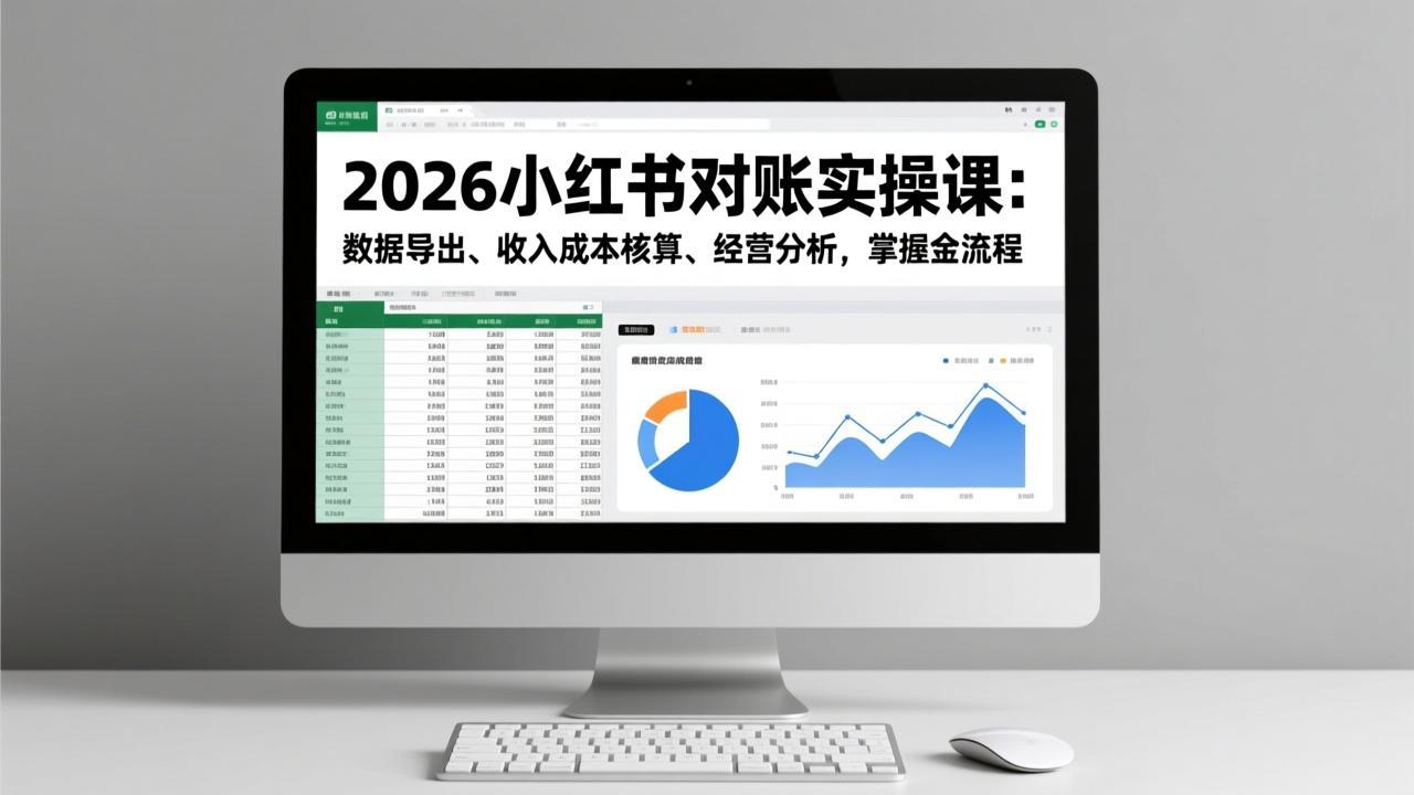 2026小红书对账实操课：数据导出、收入成本核算、经营分析，掌握全流程-想要创业