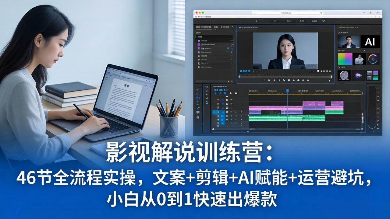 （18053期）影视解说特训营：46节全流程实操，文案+剪辑+AI赋能+运营避坑，小白从0到1快速出爆款-想要创业