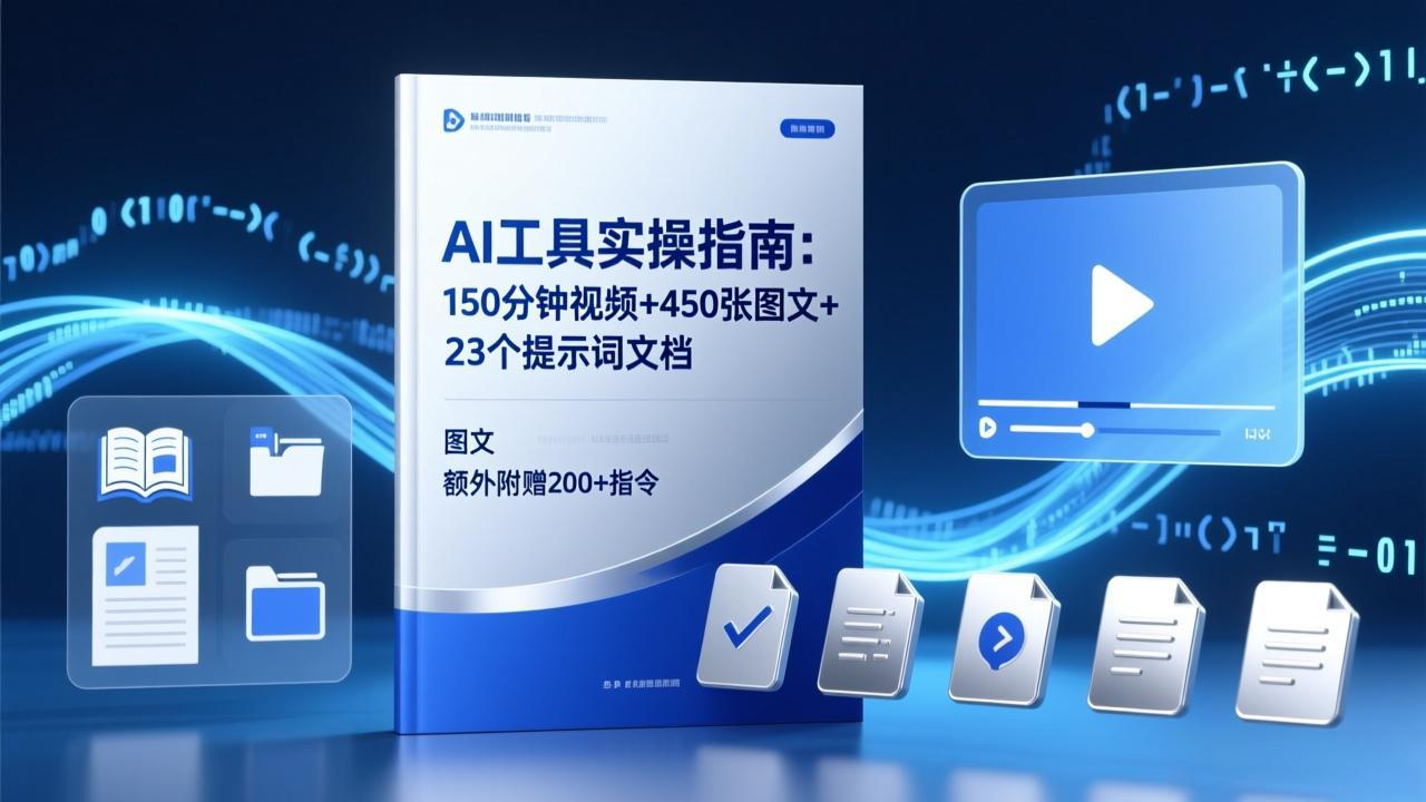 AI工具实操指南：150分钟视频+450张图文+23个提示词文档，额外附赠200+指令-想要创业