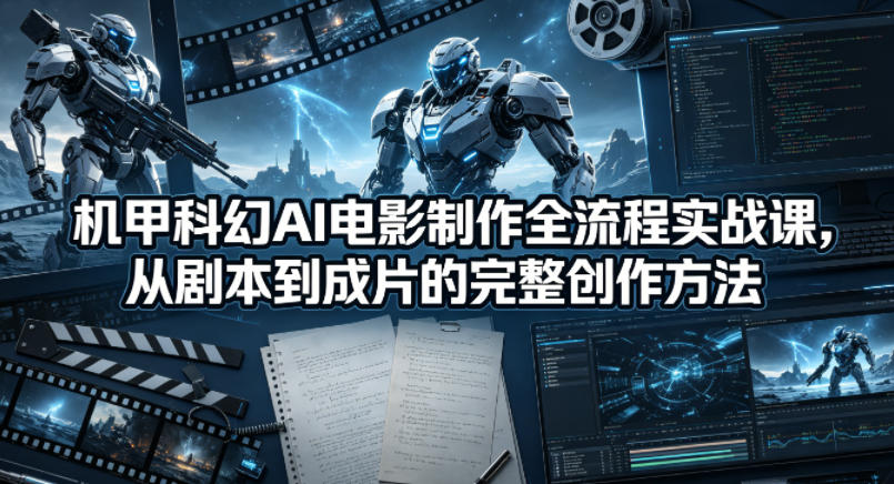 机甲科幻AI电影制作全流程实战课，从剧本到成片的完整创作方法-想要创业