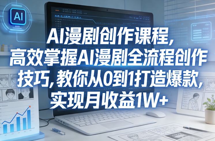 某社群AI漫剧创作课程，高效掌握AI漫剧全流程创作技巧，教你从0到1打造爆款，实现月收益1W+-想要创业