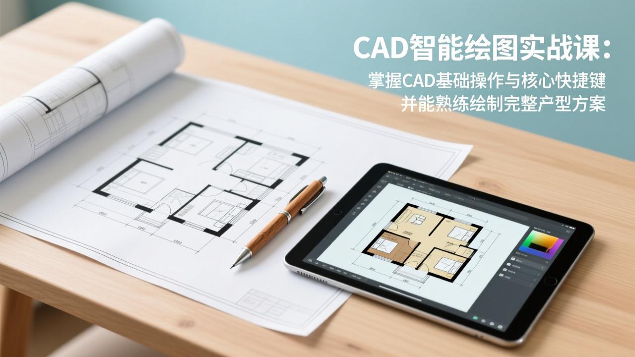 CAD智能绘图实战课：掌握CAD基础操作与核心快捷键，并能熟练绘制完整户型方案-想要创业