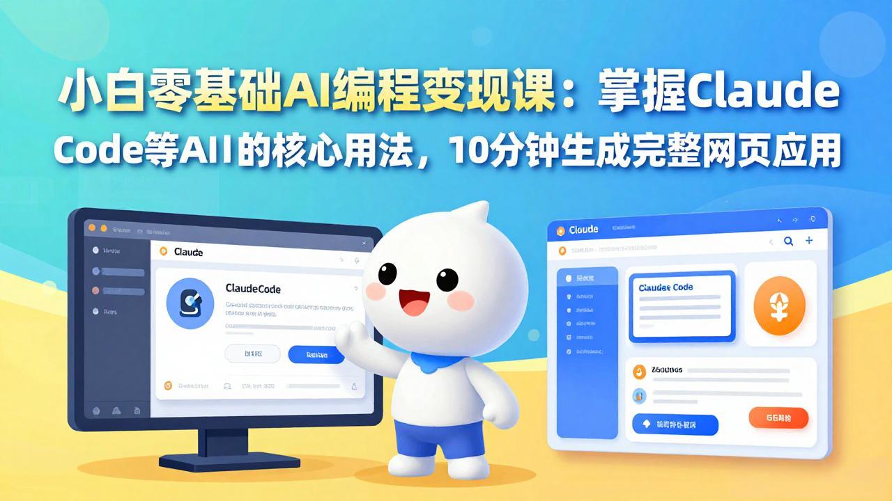 小白零基础AI编程变现课：掌握Claude Code等AI工具的核心用法，10分钟生成完整网页应用-想要创业