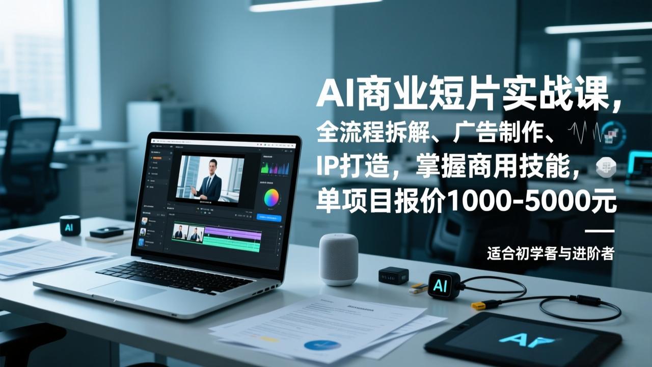 AI商业短片实战课，全流程拆解、广告制作、IP打造，掌握商用技能，单项目报价1000-5000元-想要创业