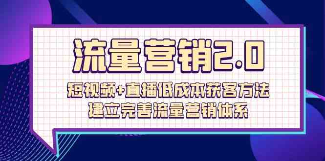 流量营销2.0：短视频+直播低成本获客方法，建立完善流量营销体系（72节）-想要创业