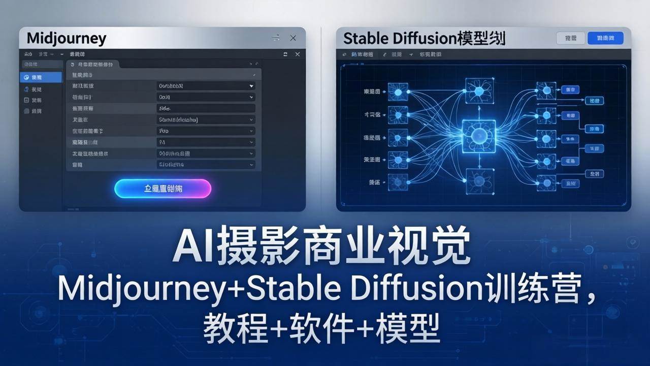 （18271期）AI摄影商业视觉Midjourney+Stable Diffusion训练营，教程+软件+模型-想要创业