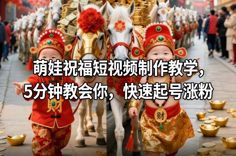 萌娃祝福短视频制作教学，5分钟教会你，快速起号涨粉-想要创业