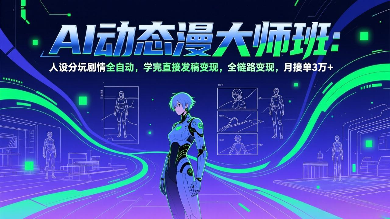 AI动态漫剧大师班：人设分镜剧情全自动，学完直接发稿变现，全链路变现，月接单3万+-想要创业