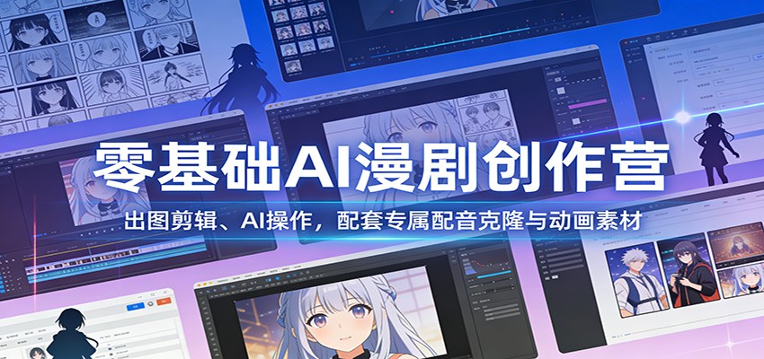 零基础AI漫剧创作营:出图剪辑、AI操作,配套专属配音克隆与动画素材-想要创业