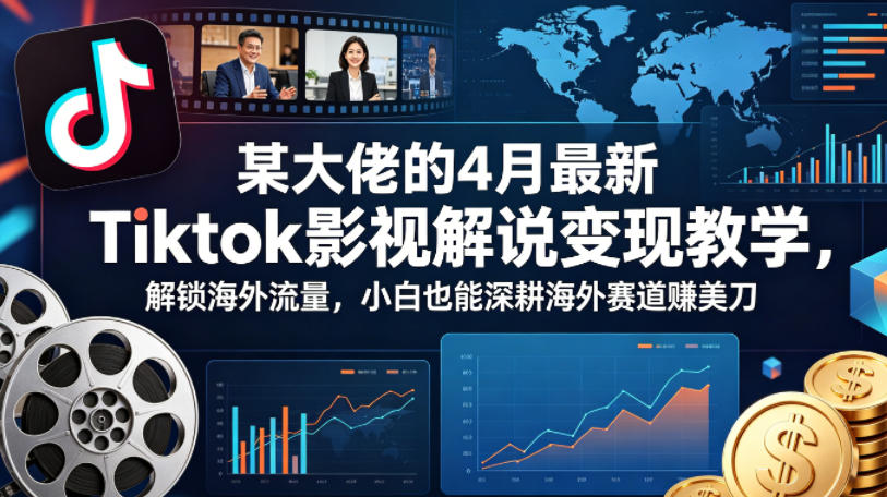 某大佬的4月最新Tiktok影视解说变现教学，解锁海外流量，小白也能深耕海外赛道賺美刀（更新）-想要创业