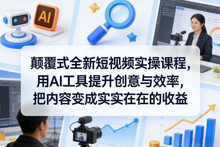 颠覆式全新短视频实操课程,用AI工具提升创意与效率,把内容变成实实在在的收益-想要创业